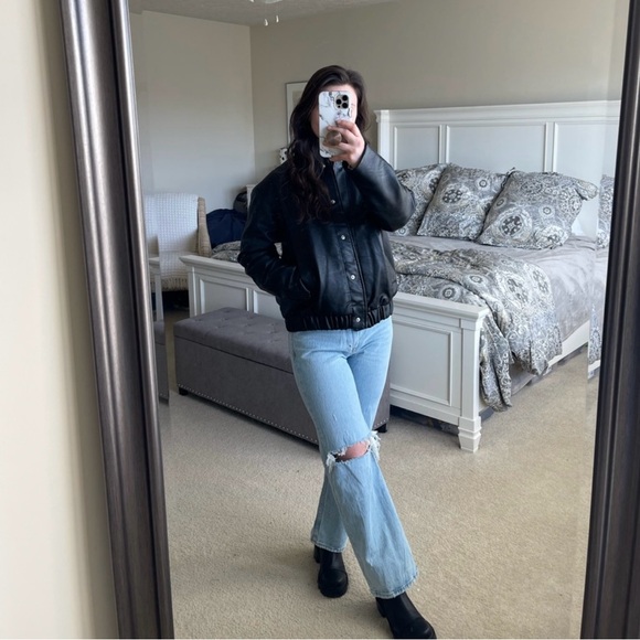 Abercrombie & Fitch Black Leather Jacket - Picture 4 of 9